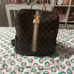 Luxury Monogram Brown Leather Backpack - Designer Style
